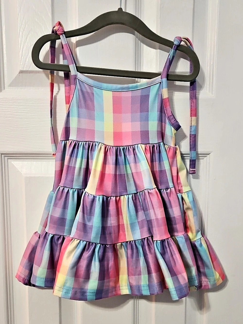 Pete & Lucy Multicolor Checkered Tiered Dress